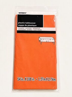 Orange Plastic Tablecover 54 x 108 Rectangle Party Supplies